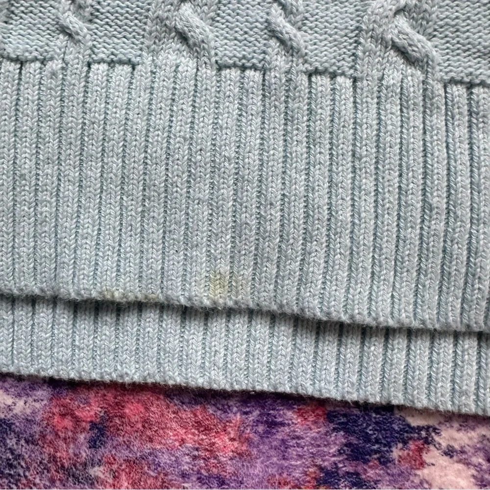Talbots Cotton Cable Knit‎ Collared Sweater Light Blue Size M